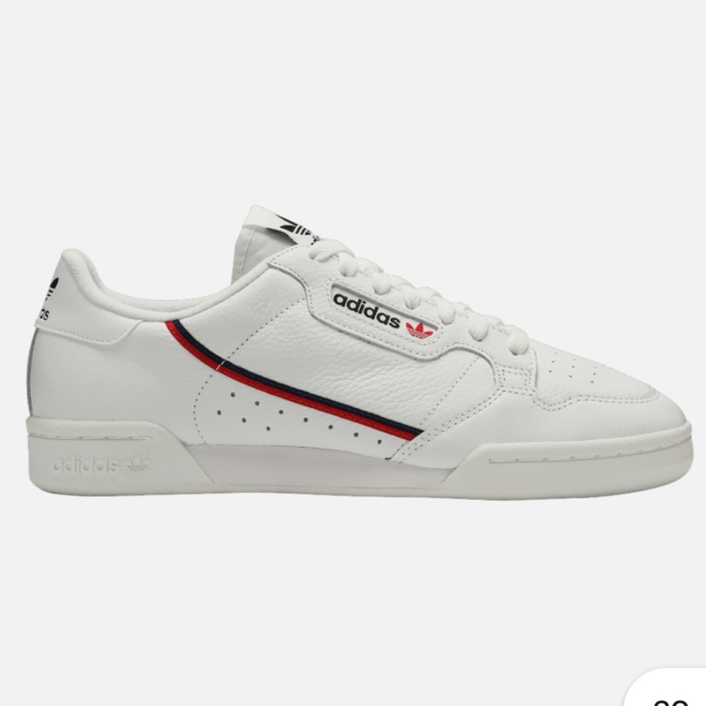 adidas Continental 80 Sneakers in White with Navy & Red Accents